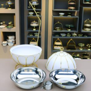 Elegant egg shell chaffing dishes